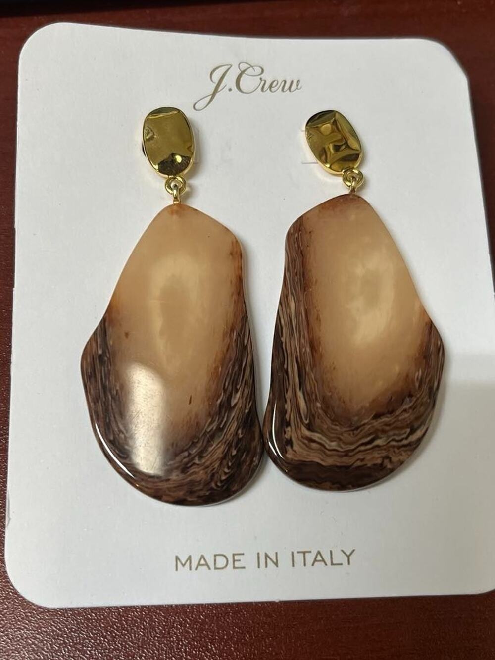 Authentic J Crew Resin Drop Earrings Molasses Brown NWT